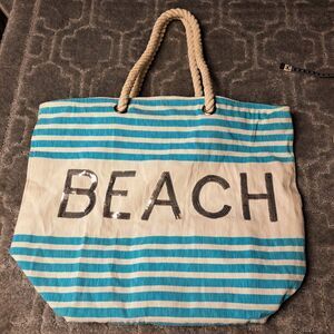Mabelle Tote Canvas Beach Bag 20X16" travel cruise pool nautical vacation roomy